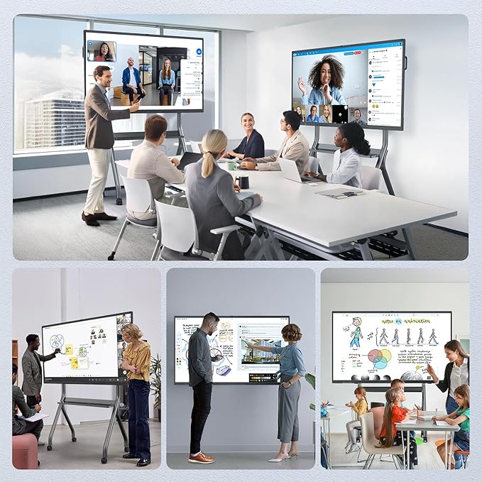 QIXZOCV 85" Smart Board, Interactive Whiteboard, 4K Electronic Board, UHD Touchscreen, Android 13, 8+128G, All in One Smartboard for Classroom Office Home (Wall Mount Included)