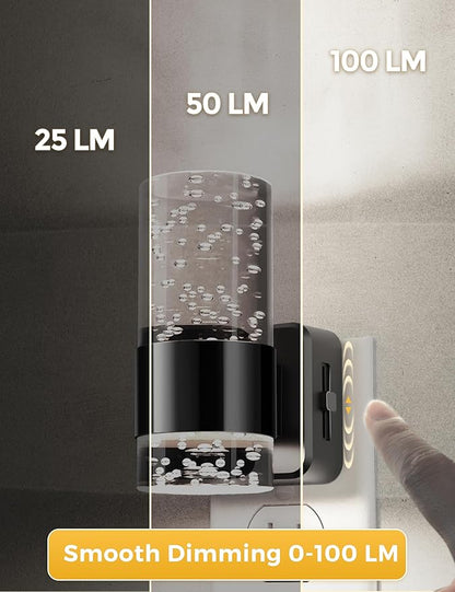L LOHAS LED Night Light,Dimmable Night Lights Plug into Wall, 2 Pack Acrylic Nightlights with 0-100 LM Adjustable Brightness, 5000K Plug in Night Light with Dusk to Dawn Sensor, for Bathroom Hallway