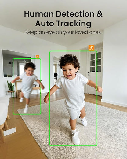 Anlapus 2 x A51D 4MP Dual Lens(2MP+2MP) Indoor Security Camera, Motion Detect, Auto Track, Plug-in, 360° WiFi Pan/Tilt Camera, 2.4GHz WiFi, Two-Way Talk, Light & Siren Alert, Memory Card Not Include