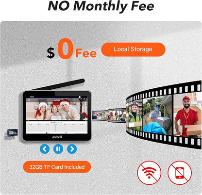 ACEBELL Wireless Video Doorbell Intercom System Battery Operated, 1080P Video Doorbell Camera with Monitor Wireless, Video Door Phone with 7''Touch Screen, Motion Detection, No Monthly Fees