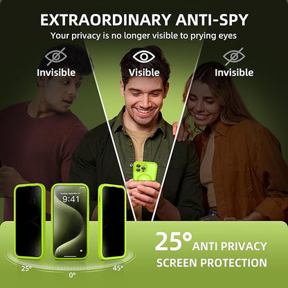 Magnetic for iPhone 15 Pro Max Case, Compatible with MagSafe, Built-in Privacy Screen Protector and Camera Protection, Anti Spy Full Body Dustproof Shockproof Hard Phone Case 6.7", Matte Green