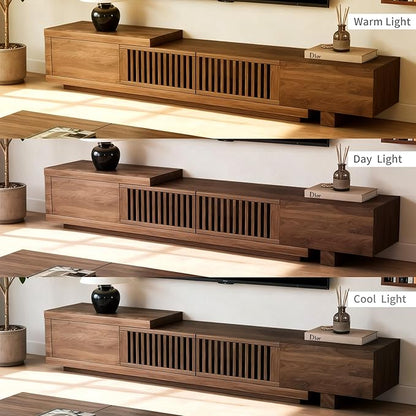 gaoyangjiaju 78.5"-105" Mid-Century Modern Extendable TV Stand, Walnut Media Console with 2 Drawers and 2 Cabinets, Fits TVs up to 100 Inches for Living Room or Bedroom
