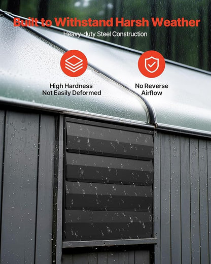 VEVOR 14 inch Shutter Exhaust Fan, Wall Mounted Attic Vent Fan with Smart Programming Variable Speed Temperature Control, 2000 CFM,EC Motor,Timer, for Shed,Garage,Greenhouse Ventilation Cooling,Black