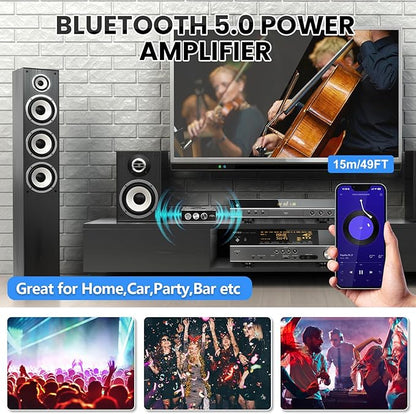 Audio Amplifier Board, ZK-1602T Bluetooth 5.0 Power Amp for Home Speakers 2.0 Channel 160W+160W Stereo Mini Amplifier Module TDA7498E Chip W/TB, USB, AUX, DC 15-36V