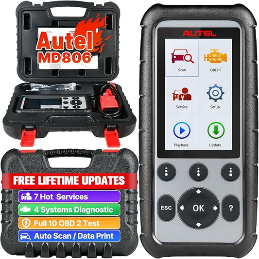 Autel MaxiDiag MD806 OBD2 Scanner, ABS SRS Engine Transmission 4 Systems Diagnostic Scan Tool, 7 Hot Service as MD808 Pro, Oil Reset D-P.F, EPB SAS BMS Throttle A/F, Up of MD805 MD802, Free Update