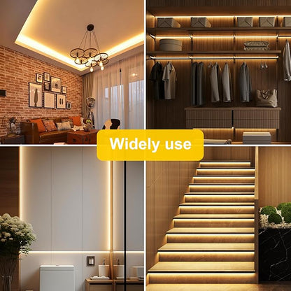 Pandery COB LED Strip Lights Warm White,24V Dimmable led Light Strip KIT with Remote and app Control,2700K 65FT/20m 8mm Wide Ra>90 Cuttable Flexible Strip Lights for Bedroom,Shelf,Cabinet