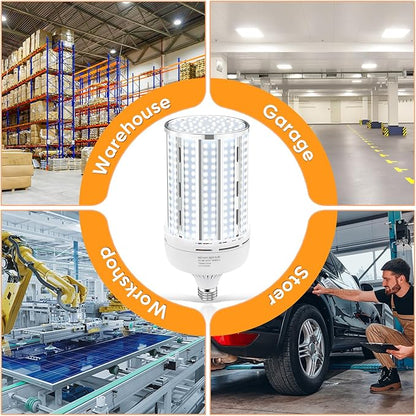 XYCN 2 Pack 240W Corn LED Light Bulb Fanless,5000K Daylight(2400 Watt Equivalent) E26/E39 Large Mogul Base LED Cob Lamp 34,800LM for Outdoor Indoor Garage Warehouse Factory Workshop Street Backyard