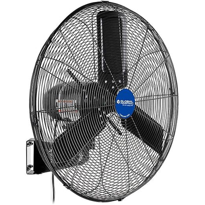 Global Industrial 24" Outdoor-Rated Oscillating Wall-Mount Fan, 2 Speeds, 7700 CFM, 3/10 HP, Black Powder Coat Finish, For Commercial & Industrial Use