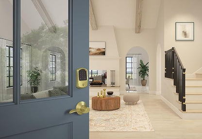 Schlage BE489WB-GRW Encode WiFi Enabled Electronic Keypad Deadbolt with Greenwich Trim - Satin Brass