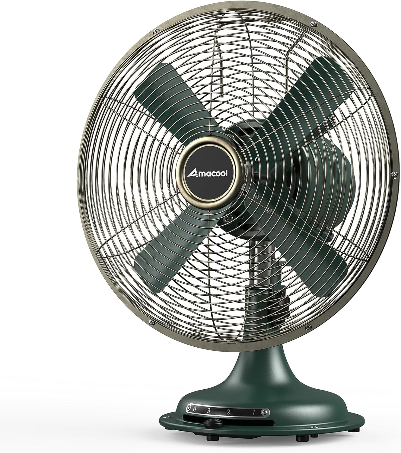 AMACOOL Oscillating Vintage Fan, All Metal Retro Table Top Fan, Adjustable Head Tilt, Quiet 3 Speeds Plug-In Desk Fan for Bedroom Home Office & Kitchen