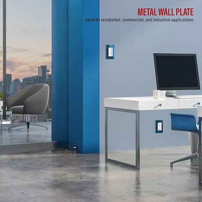ENERLITES Decorator Switch Metal Wall Plate, Stainless Steel Outlet Cover, Corrosion Resistant, Standard Size 1-Gang 4.50" x 2.76", Stainless Steel 201, 7731-PBL, Polished Blue