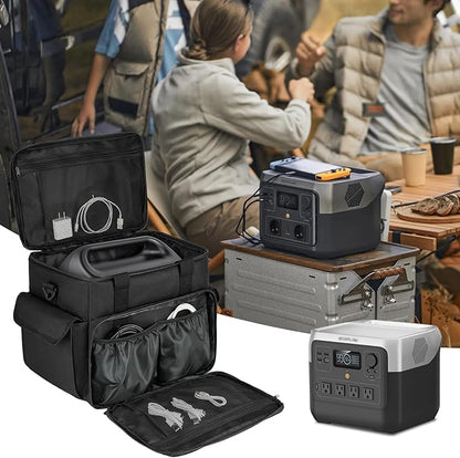 Carrying Case Compatible with Jackery Explorer 500/ECOFLOW River/River Pro/BLUETTI EB3A/GRECELL T500 Portable Power Station,Waterproof Travel Storage Bag for Charging Cable and Accessories(Bag Only)