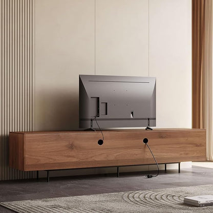 NessCarsti Mid Century Modern TV Stand for 80+ Inch TVs, 94.48" Walnut Console with Ample Storage – Stylish Entertainment Center for Living Room or Bedroom