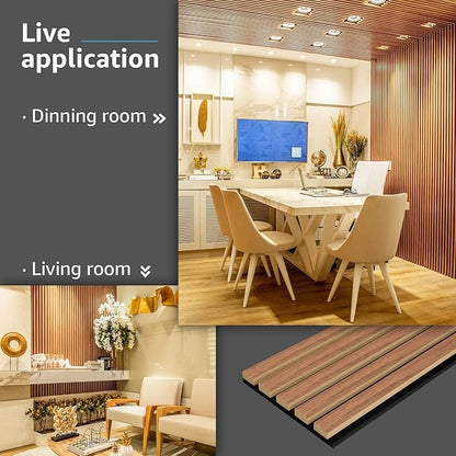 Art3d 4-Piece Wood Slat Acoustic Panels for Stylish Decor and Noise Reduction, 3D Textured Panel for Ceiling and Wall, Walnut