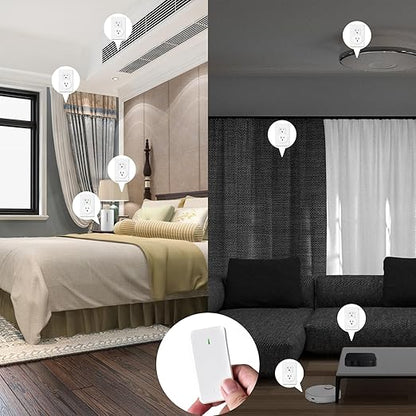 GreenCyle 4 Plug-in Light Switches with 1 Remote, Wireless Remote Control Light Bulb with Wall Switch, 15A/1500W, TUV List, No Wiring, 500ft RF Range, for Lamps, Household