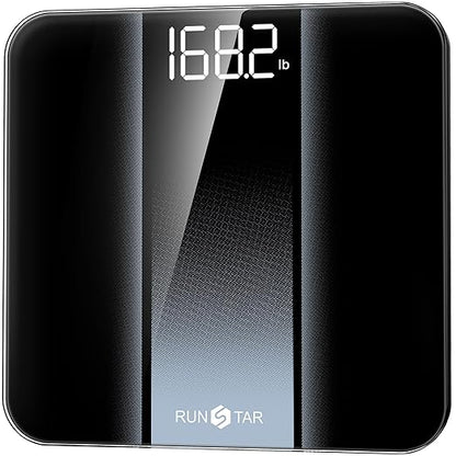 RunStar Digital Bathroom Scale for Body Weight with High Precision, Clear LED Backlight Display, Accurate Scale with 6mm Tempered Glass, 400lb, Silver