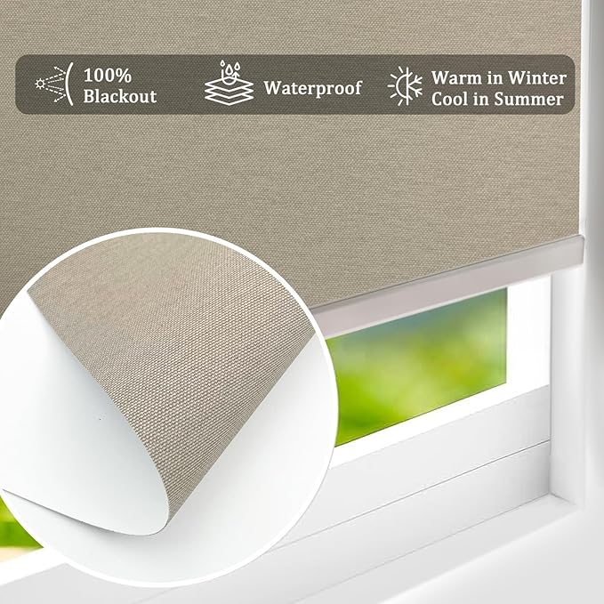 COOLWINDS Motorized Blinds with Remote Cordless Automatic Motorized Shades Custom Blinds for Windows Smart Curtains Compatible with Alexa Google Home(Blackout Sweet Latte,W24 x H72in)