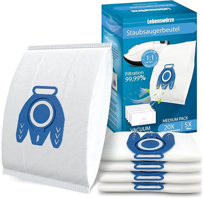 20 Pack 3D Airclean GN Vacuum Bags for Miele Complete C3, Classic C1, Complete C1, Complete C2, S2, S5, S8 Series Canister Vacuum Cleaner, Anti Allergy Dust Bag with 5x Motor Protection 5x Air Filter