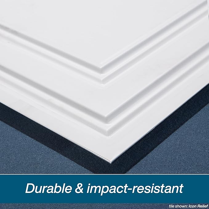 Genesis 2ft x 4ft Stucco Pro Black Ceiling Tiles - Easy Drop-in Installation – Waterproof, Washable and Fire-Rated - High-Grade PVC to Prevent Breakage - Package of 10 Tiles