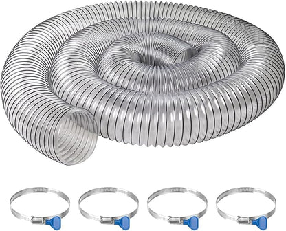 PVC Dust Collection Hose 4" x 10',Puncture Resistant 4 Inch Dust Collector Hose for Shop Vacuum,Woodworking Dust Collection Systems,Flexible Clear PVC Fume Debris Dust Hose Tube w/Carbon Steel Wire
