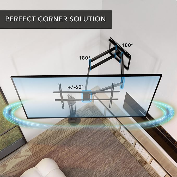 Mount-It! Long Arm Full Motion TV Wall Mount, Extra Long 42.5-Inch Extension, Heavy-Duty Dual Arm Articulating Mount for 43–100 Inch TVs, Swivel Tilt Corner Compatible, Max VESA 800x600, 132 lbs