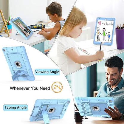 Rantice Case Compatible with iPad 9th Generation Case, iPad 8th Generation, iPad 7th Generation, Hybrid Shockproof Rugged Drop Protective Case with Kickstand for iPad 10.2'' (babybule), LightBlue
