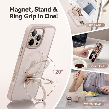 CASEKOO Designed for iPhone 16 Pro Max Case with Magnetic Invisible Stand [Military Drop Protection] [Compatible with MagSafe] Shockproof Slim Translucent Matte Promax Case 6.9 Inch, Desert Gold