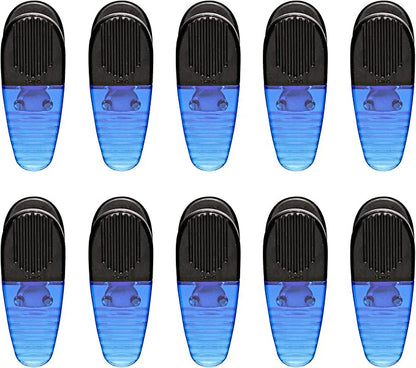 10 Magnetic Memo Holders Set - Large Clip, Plastic - TBlue