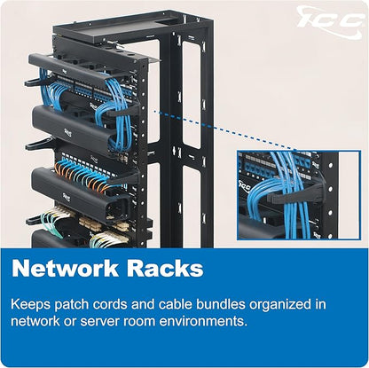 ICC 1.25” Plastic Cable Management Ring, Vertical, Rack or Wall Mount, Pack of 1 – Cable Organizer for Structured Wiring and Data Center Racks