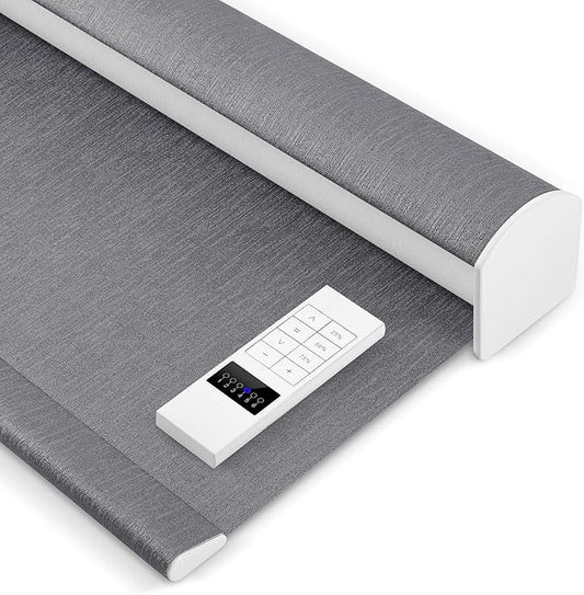 Zshine Motorized Blackout Window Blinds Customize Width (23-95 Inches) Remote Control Wireless and Rechargeable Roller Shades Blinds for Windows, Home, Office, Hotel, Club, Restaurant(82164D)