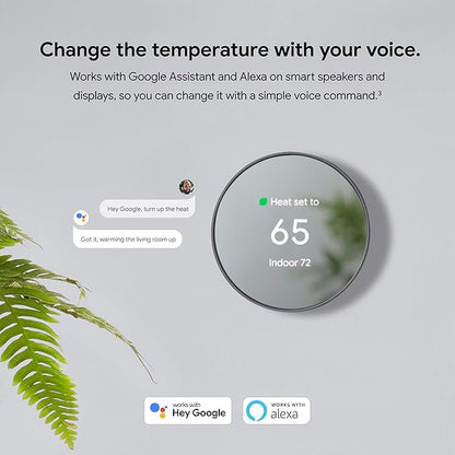 Google Nest Thermostat - Smart Thermostat for Home - Programmable Wifi Thermostat - Snow