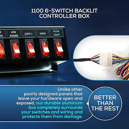 Ultra Bright Lightz 1100 6-Switch Backlit Controller Box | Emergency Vehicle Strobe Warning Lights | Siren | Speaker