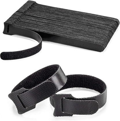 OneLeaf 80PCS Reusable Cable Ties, Black Adjustable 6-Inch Cord Organizer Ties, Multi-purpose Hook Loop Cable Management Wire Ties for Organizing Home, Office, Data Centers
