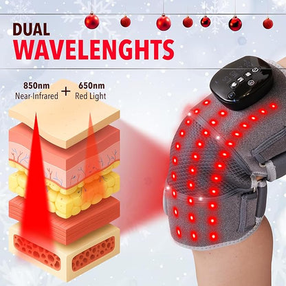 FORTHiQ RED+ Knee Massager with Heat and Red Light Therapy, Knee Brace with 5 Intensity Levels, 52 Red & Infrared Lights, Cordless, Adjustable for Knees, Elbows & Shoulders, FSA-HSA Eligible