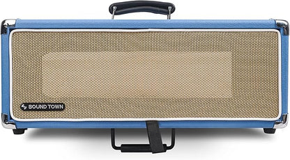 Sound Town Vintage 3U Amp Rack Case, 12.5" Depth with Rubber Feet, Dust Cover, Kickstand, Beau Blue (STVRC-3BL)
