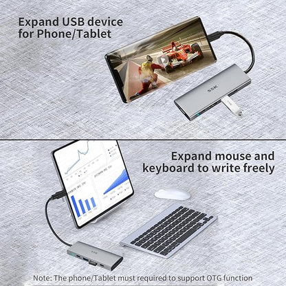 SSK 100W USB-C HUB, USB3.2 Gen 2 10Gbps 5 in 1 Type C Multiport Adapter with 4K HDMI, 2 USB C with 1 PD Powered, 2 USB A 3.2 Gen2 Ports, SuperSpeed USB Dock for Laptop MacBook Pro Air Dell Hp Lenovo