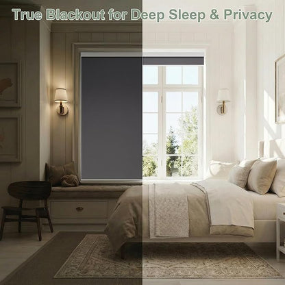 ZSHINE Motorized Blackout Window Blinds Customize Width (23-95 Inches) Remote Control Wireless and Rechargeable Roller Shades Blinds for Windows, Home, Office, Hotel, Club, Restaurant(82010S)…