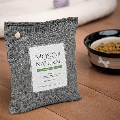 Moso Natural Air Purifying Bag 200g (3 Pack) HGTV Editor's Pick | Premium Bamboo Charcoal Odor Absorber for Home & Car | Closet Odor Eliminator & Car Air Freshener | Long Lasting Charcoal Bags