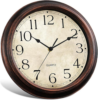KECYET Wall Clock Battery Operated Vintage Silent Non-Ticking Analog Wall Clocks 8.5 Inch Small Retro Clock Decorative for Kitchen Bathroom Bedroom Home Office (Bronze)