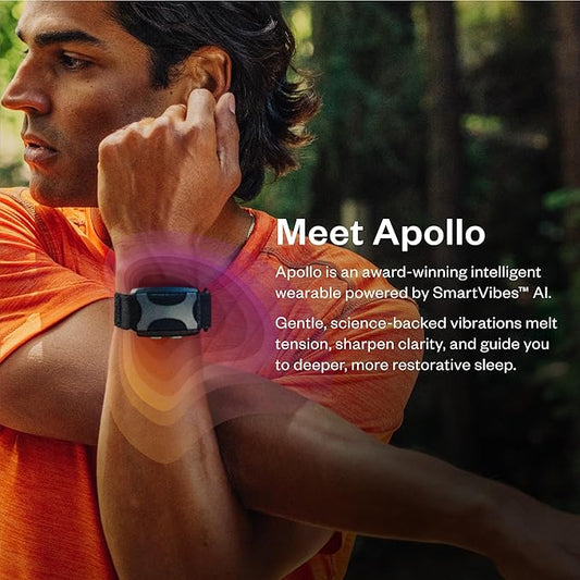 Apollo Neuro Wearable & 12-Month SmartVibes AI Membership – Sleep Aid & Stress Relief Device | Fall Asleep Faster, Sleep Longer & Deeper | Boost Focus, Relaxation & Calm (Glacier)