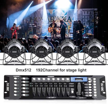 DMX Controller for dj Lights Dmx512 Light Controllers 192 Channel DMX Board with Cables 2m/6.6 ft Dmx-512 Lighting Console for Control Stage Light