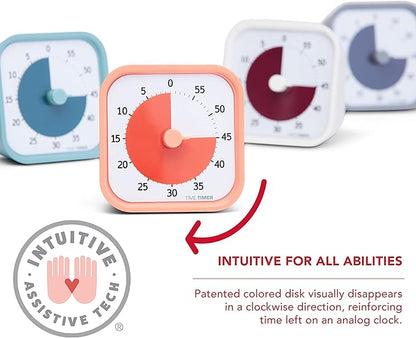 TIME TIMER Home MOD - 60 Minute Kids Visual Timer Home Edition - For Homeschool Supplies Study Tool, Timer for Kids Desk, Office Desk and Meetings with Silent Operation (Dreamsicle Orange)