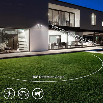 LEONLITE 3CCT LED Security Light, Motion Sensor Outdoor Lights, Dusk to Dawn, ETL Listed, Adjustable Heads, 3000K4000K5000K Selectable, Motion Detector Flood Light for Outside, IP65 Waterproof, White