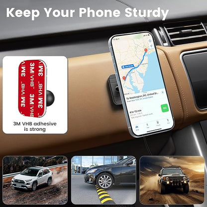 OHLPRO 15W Magsafe Car Mount Charger for iPhone 16, Fast Wireless Charging Magnetic CD Slot Holder with 3M Adhesive Base for Dashboard, Aluminum Shell, Compatible with iPhone 16/15/14 Pro Max, Black