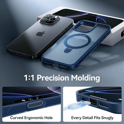 CASEKOO Designed for iPhone 16 Pro Case with Magnetic Invisible Stand [Military Drop Protection] [Compatible with MagSafe] Shockproof Slim Translucent Matte Case 6.3 Inch, Blue