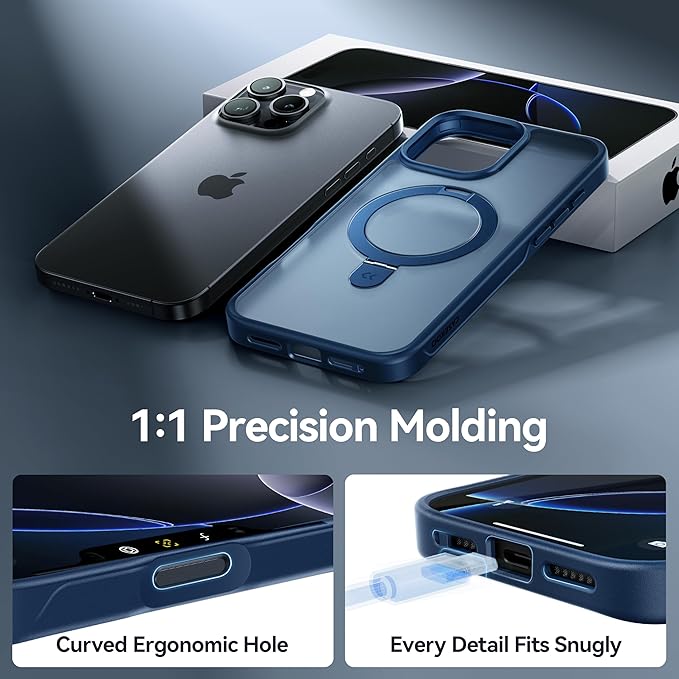 CASEKOO Designed for iPhone 16 Pro Max Case with Magnetic Invisible Stand [Military Drop Protection] [Compatible with MagSafe] Shockproof Slim Translucent Matte Promax Case 6.9 Inch, Blue