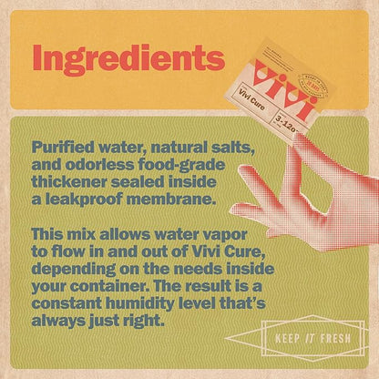 Vivi by Boveda Humidity Control Packs for All Airtight Storage Containers, Ready in 10 Days, 4-Pack with Resealable Bag