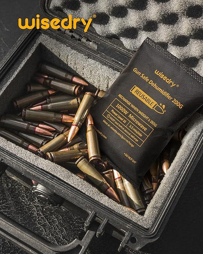 wisedry 200 Grams x 4 Packs Gun Safe Dehumidifier, Reusable Moisture Absorber for Gun Safes, Rechargeable Gun Safe Silica Gel Desiccant