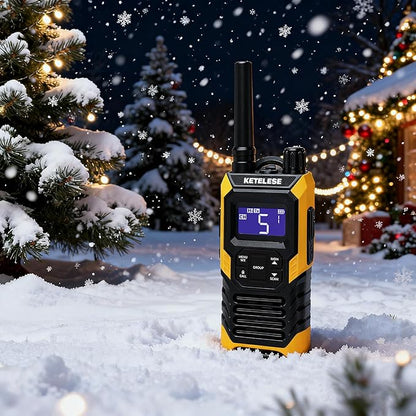 KETELESE T4 Walkie Talkie IP67 Waterproof, Type-C Rechargable Two Way Radio, Dual PTT, NOAA Weather, VOX, Group, Scan, FRS Radios 2 Watts, for Adults, 2Pack, Orange