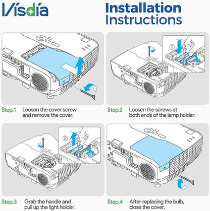Visdia ELP LP60/V13H010L60 Replacement Projector Lamp with Housing for EB-93 EB-93e EB-95 EB-96W EB-905